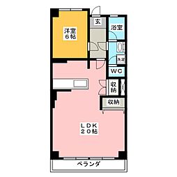 エクセル浅井 4階1LDKの間取り