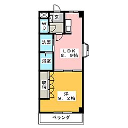 ボンヌ・コリーヌ 1階1LDKの間取り