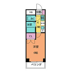 セントラルハイツ平針 4階1Kの間取り