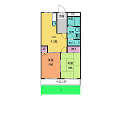ファミールはらたII 1階2LDKの間取り
