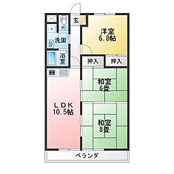 スカイハイツ日進 3LDKの間取図画像
