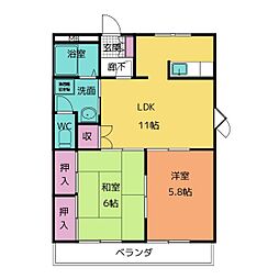 コーポ清和 2LDKの間取図画像