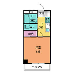 リードインレジデンス 1Kの間取図画像