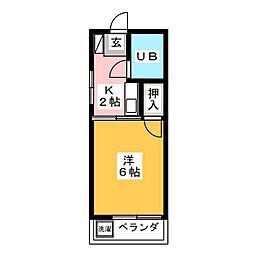 スカイブルー80 1Kの間取図画像