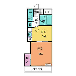 横井ビル 1DKの間取図画像