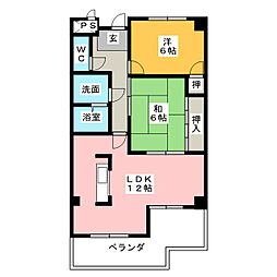 エドワール植田南 2LDKの間取図画像