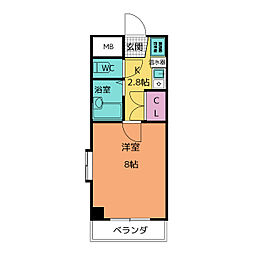ラ・メゾン・メルヴェイユ 1Kの間取図画像