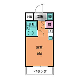 ハイツアサノB館 ワンルームの間取図画像