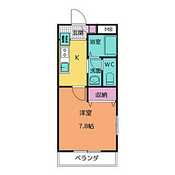 フレグランス赤池 1Kの間取図画像