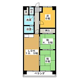 ニューコーポ植田1 3LDKの間取図画像