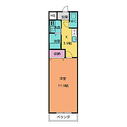 メゾン蓮池 1Kの間取図画像