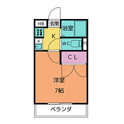 GRACIAENDO 1Kの間取図画像