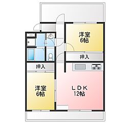 パラドール原 2LDKの間取図画像