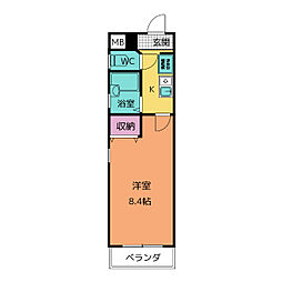ワンライフ原 1Kの間取図画像