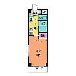 グラシアスハラ 1Kの間取図画像