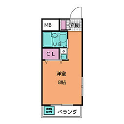プリマベーラ原 ワンルームの間取図画像