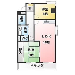 浅井マンション 2LDKの間取図画像