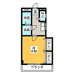 プロミネント石薬師 1Kの間取図画像