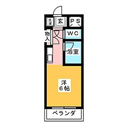 池場ハウス ワンルームの間取図画像