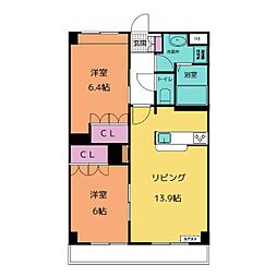 Crecia中平 2LDKの間取図画像