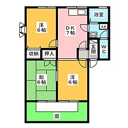 セジュール香久山B 3DKの間取図画像