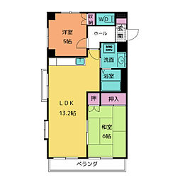 スカイハイツ 2LDKの間取図画像