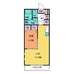 宗美II 2階1LDKの間取り