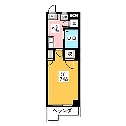 ドエル植田南 7階1Kの間取り