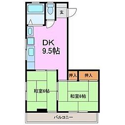 カリテプリ 2DKの間取図画像