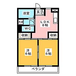 マンションオザキ 3階2LDKの間取り