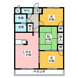ヒルズトワニー 3階3LDKの間取り