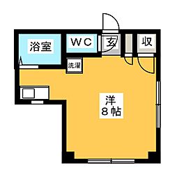 はらセンタープレイス ワンルームの間取図画像