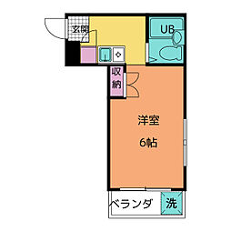 メゾトピア原 3階ワンルームの間取り