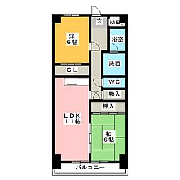 シャインビル 2LDKの間取図画像