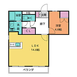 セカンドステージ平針 3階1LDKの間取り