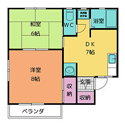 ホワイトアルス 2DKの間取図画像