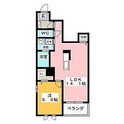 ル・リアン1ノース 1LDKの間取図画像