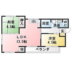 ロジィングス藤井 2LDKの間取図画像