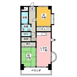 シャインビル 2LDKの間取図画像