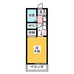 ガーデンヒルズ 1Kの間取図画像