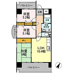 アーバンドエル原 3LDKの間取図画像