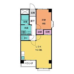 第2水野マンション 1LDKの間取図画像
