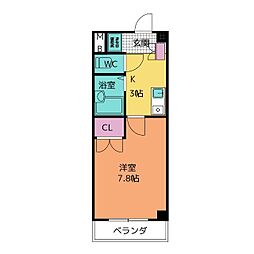 フェリークジュール 1Kの間取図画像