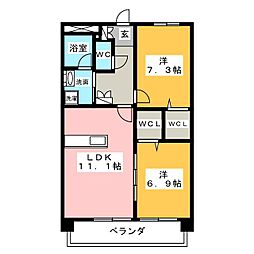 セラーノ平針 2LDKの間取図画像