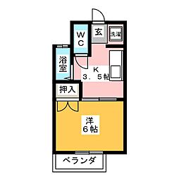 第3グリーンコーポ 1Kの間取図画像
