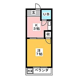 パークハイツ 1DKの間取図画像
