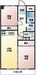 ドミール藤治 2LDKの間取図画像