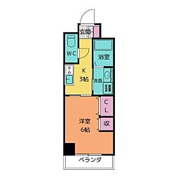 エグゼ原 1Kの間取図画像