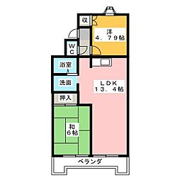 リバーサイドハーチャ 2LDKの間取図画像