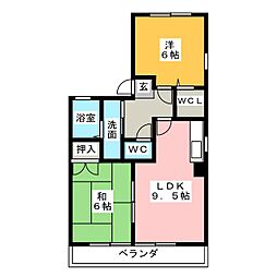 カーディナルヒル 2LDKの間取図画像